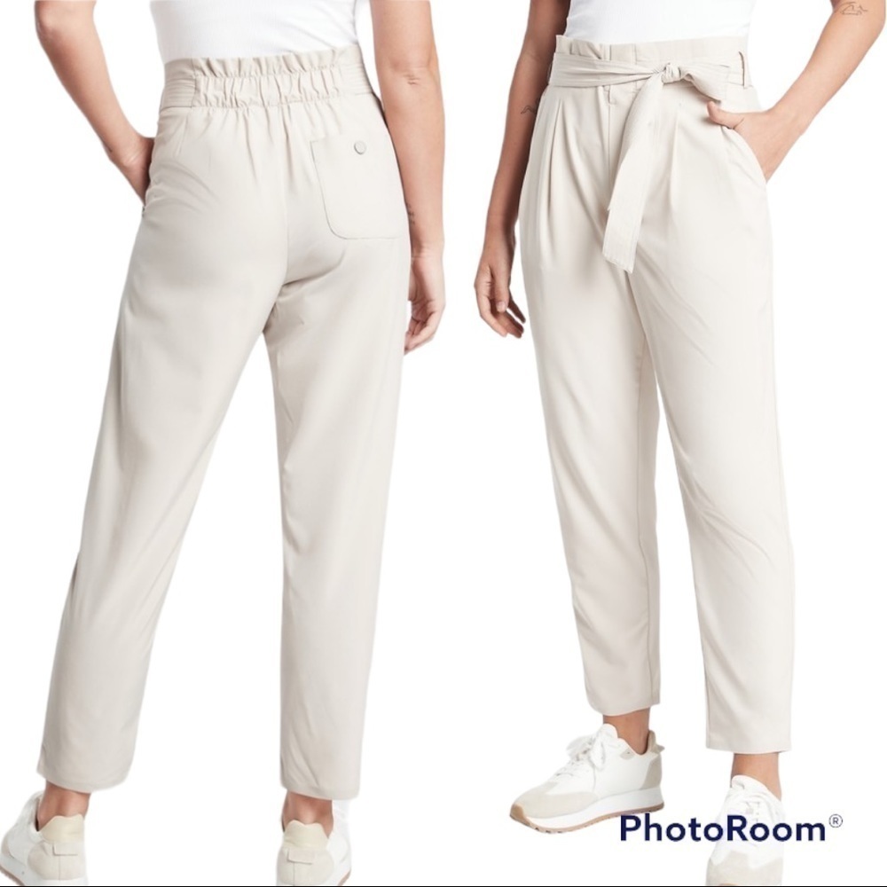NEW Athleta Skyline Pant II in Tan Khaki Size 18 Paper Bag Waist MSRP‎ $89
